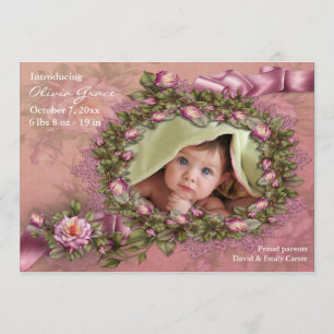 Faire-part Annonces de naissance photo de bébé fille Roses ro