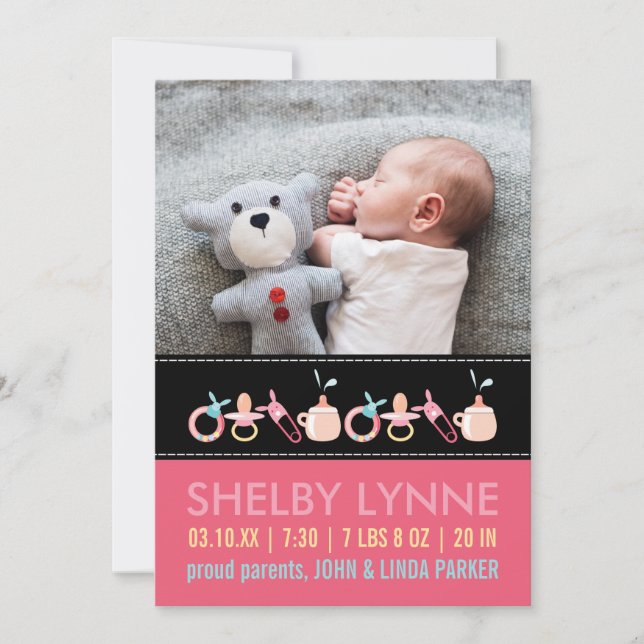 Faire-part Annonces de naissance pour une petite fille (Devant)