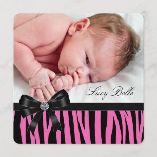 Faire-part Annonces de naissance rose zèbre