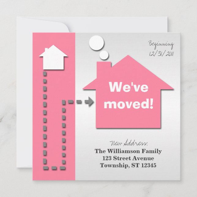 Faire-part Annonces modernes de Carré Bold Pink Moving (Devant)