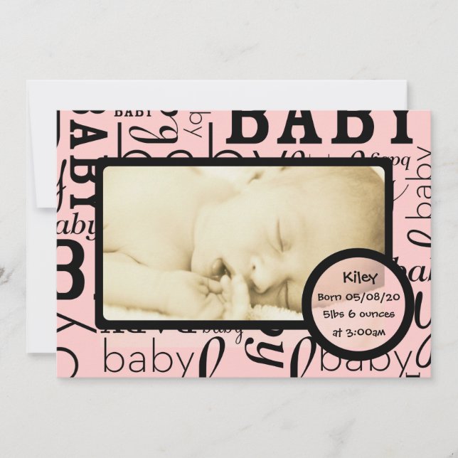 Faire-part Annonces photo pour bébé rose personnalisable (Devant)