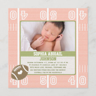 Faire-part Annonces roses de naissance du football
