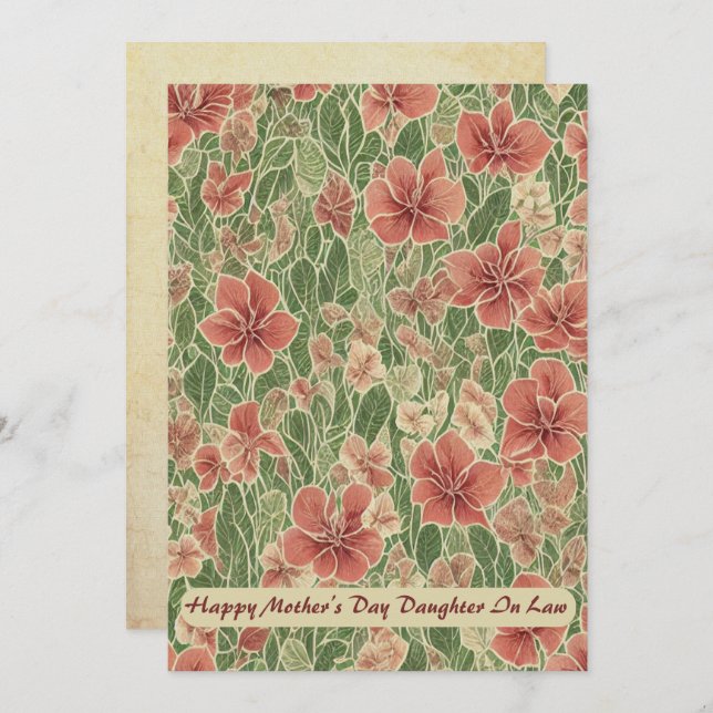 Faire-part Anthuriums fleurs Bonne fête des mères (Devant / Derrière)