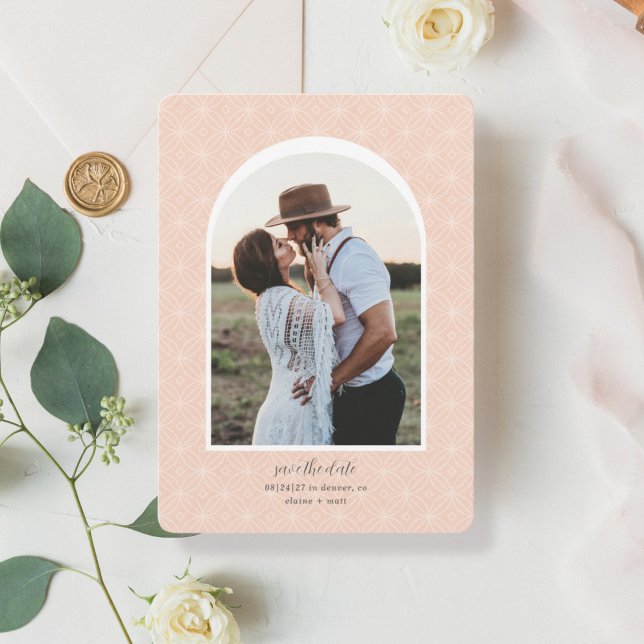 Faire-part Apricot Arch Photo Enregistrer la date Annonce (Créateur téléchargé)