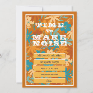 Faire-part Aquarelle Abstraite Fleur sauvage Gold Graduation