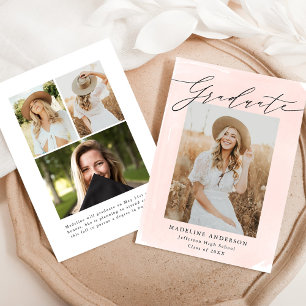 Faire-part Aquarelle blanche 4 Diplôme photo