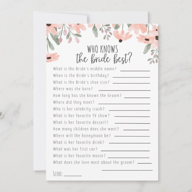 Faire-part Aquarelle botanique qui connaît la mariée meilleur (Devant)