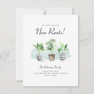 Faire-part Aquarelle Cactus Plantés Nouvelles Racines Déménag