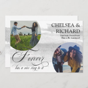 Faire-part Aquarelle Classique Moderne Deux Fiançailles Photo