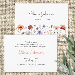 Faire-part Aquarelle couleur Fleur sauvage coloré bébé fille