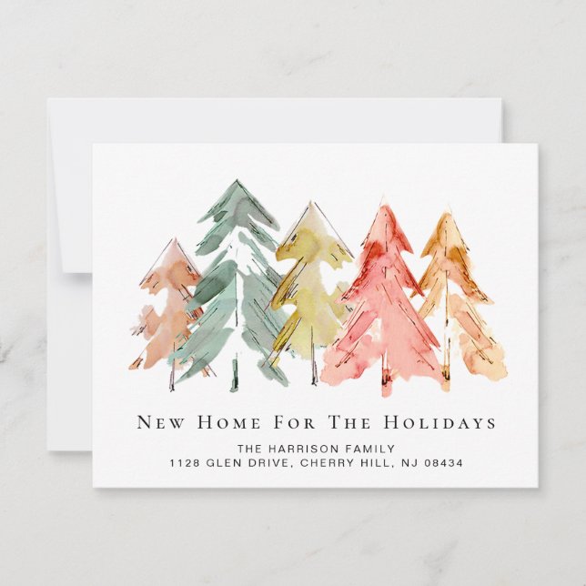 Faire-part Aquarelle de la forêt de pins de vacances Moving (Devant)