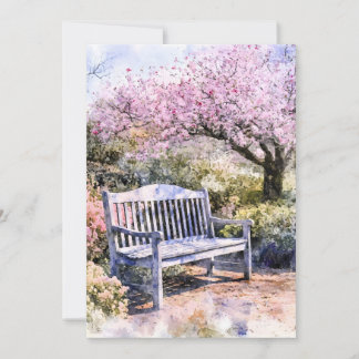Faire-part Aquarelle du banc de fleurs de printemps