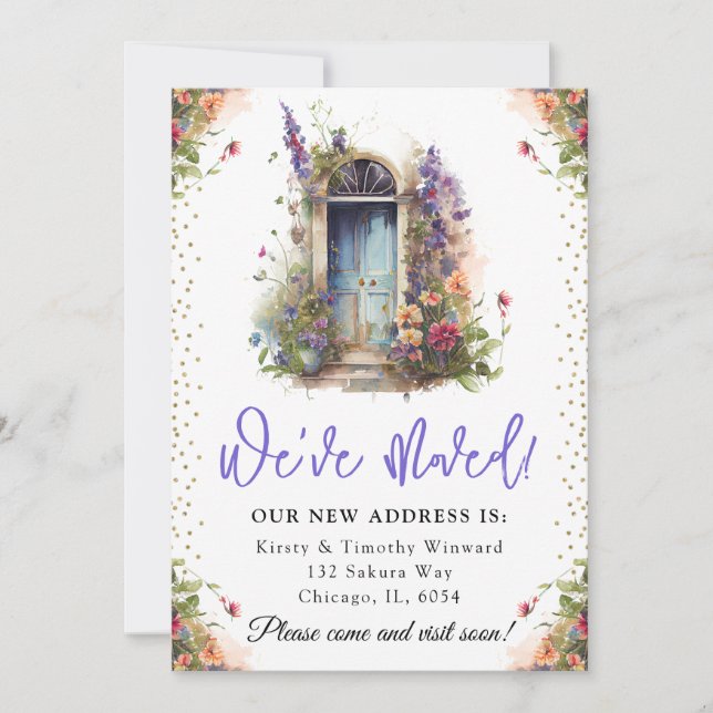 Faire-part Aquarelle Fleurs de printemps Porte Nouveau Accuei (Devant)