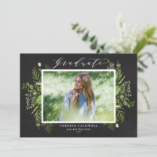 Faire-part Aquarelle Foliage Chalkboard Photo Graduation