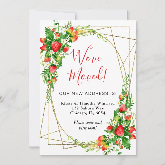 Faire-part Aquarelle Framage de fraises florales Nous avons d (Devant)