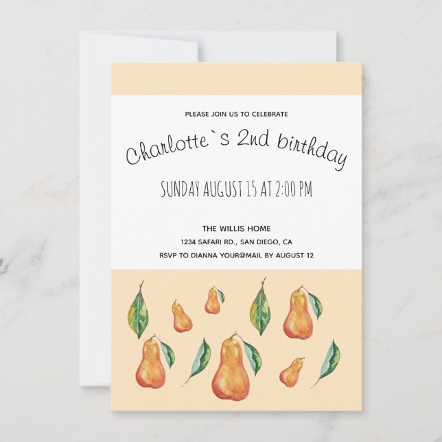 Faire-part Aquarelle Happy Pear (Devant)