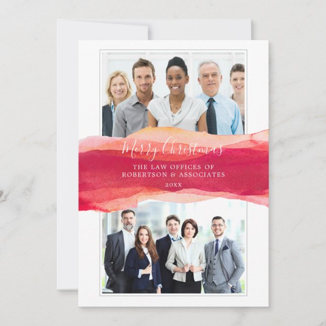 Faire-part Aquarelle légendaire Joyeux Noël Entreprise (Devant)