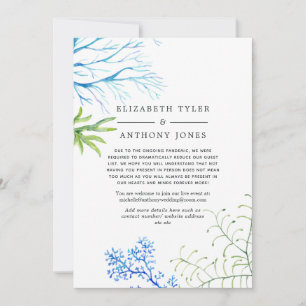 Faire-part Aquarelle Mariage d'algues Liste d'invités réduite