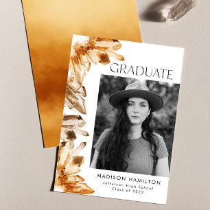 Faire-part Aquarelle Orange Citrine Crystal Photo Graduation
