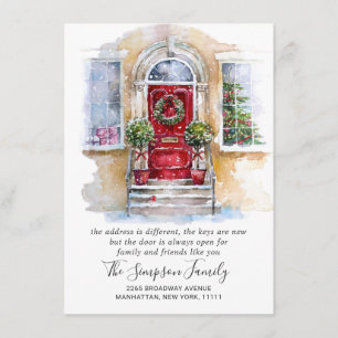 Faire-part Aquarelle Porte de Noël