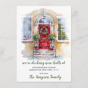 Faire-part Aquarelle Porte de Noël