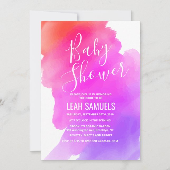 Faire-part aquarelle pour Baby Shower (Devant)
