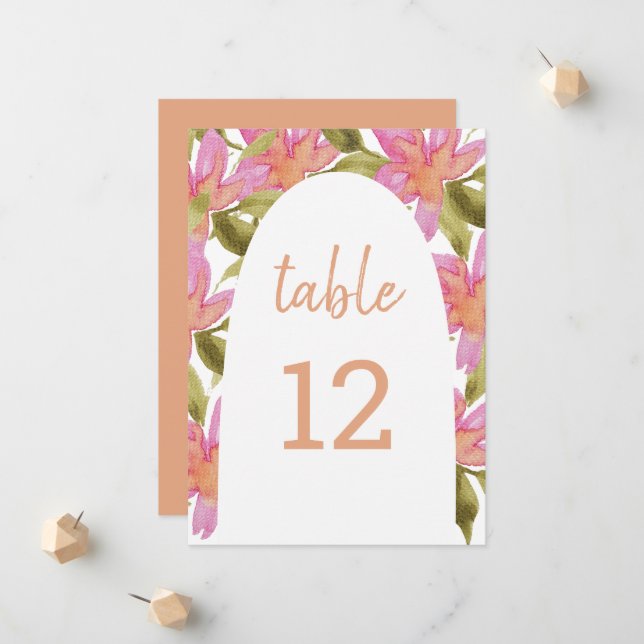 Faire-part Aquarelle rose Elegant Boho Floral (Devant/Arrière en situation)