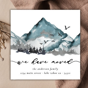 Faire-part Aquarelle Rustique Nous Avons Déménagé Woods Mount