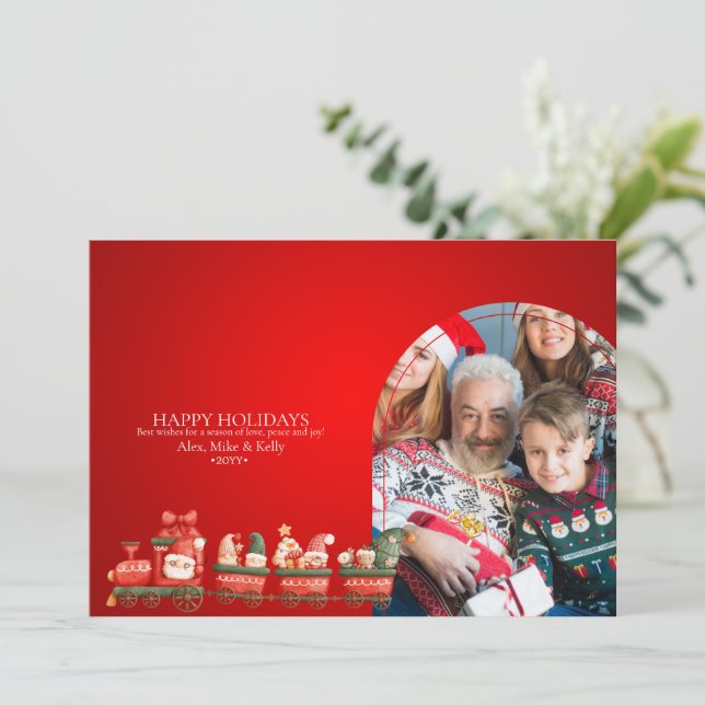 Faire-part Aquarelle scandinave Gnomes de Noël Photo Ann (Debout devant)