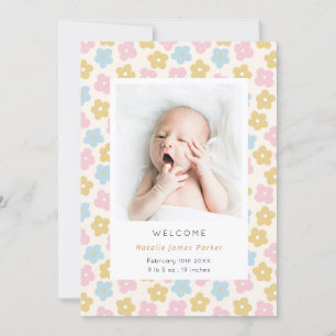 Faire-part Aquarelle simple arc-en-ciel Florale naissance