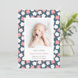 Faire-part Aquarelle simple rose florale mignonne naissance