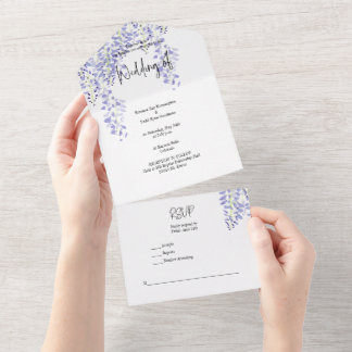 Faire-part aquarelle Wisteria tout-en-un