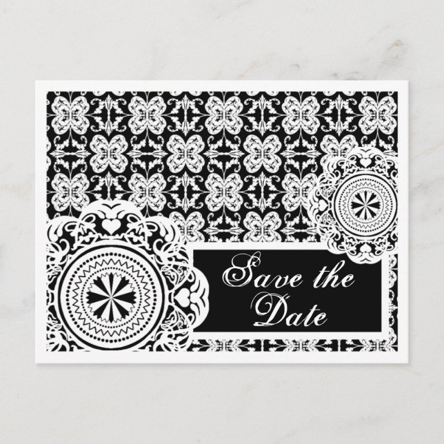 Faire-part Arabesque dentelle blanche, carte postale de sauve (Devant)