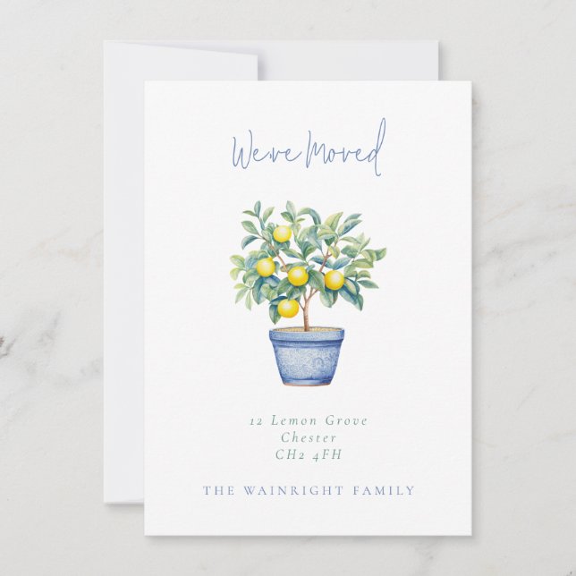 Faire-part Arbre à citron pointé Nous avons déplacé une nouve (Devant)