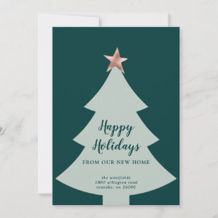 Faire-part Arbre de Noël vert Rose Gold Star Holiday Moving