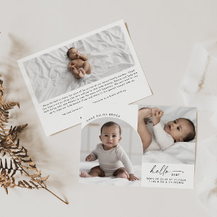 Faire-part Arc moderne Boho Bonjour bébé 3 Photo Naissance