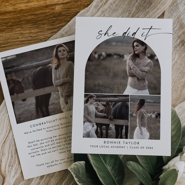 Faire-part Arc Moderne Elle L'A Fait Photo Collage Graduation (Créateur téléchargé)