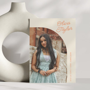 Faire-part Arc Moderne Minimaliste Orange Photo Graduation