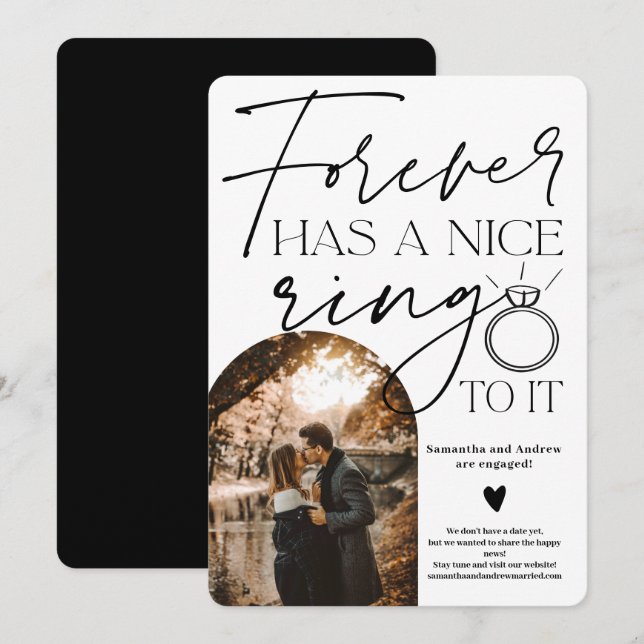 Faire-part Arche de photo pour toujours anneau noir blanc fia (Devant / Derrière)