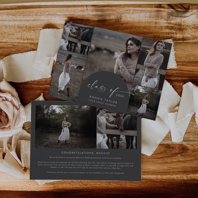 Faire-part Arche | Grey Class of 2024 Multi Photo Graduation (Créateur téléchargé)