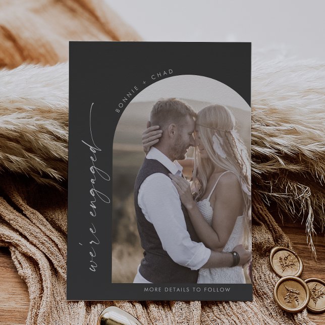 Faire-part Arche moderne Boho | Fiançailles photo gris (Créateur téléchargé)