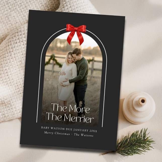 Faire-part Arche rouge Bow Photo Grossesse de Noël (Créateur téléchargé)