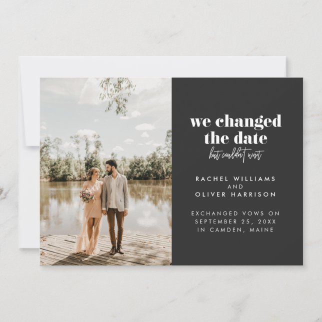 Faire-part Ardoise Nous avons changé la date mais n'avons pas (Devant)