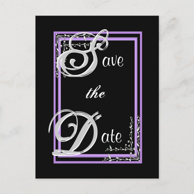 Faire-part ARGENT &PURPLE Enregistrer la carte postale Date (Devant)