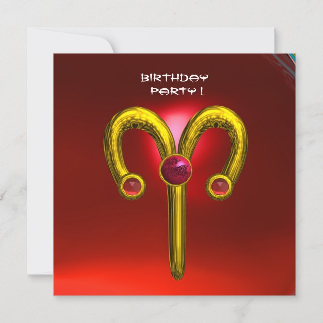 Faire-part ARIES RUBY, jaune vif rouge (Devant)