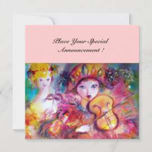 Faire-part ARLECCHINO ET COLOMBINA /Mardi Gras vénitien