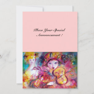 Faire-part ARLECCHINO ET COLOMBINA /Mardi Gras vénitien