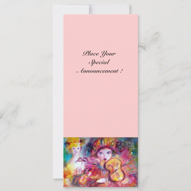 Faire-part ARLECCHINO ET COLOMBINA /Mardi Gras vénitien (Devant)