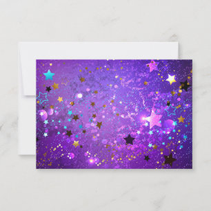 Faire-part Arrière - plan de feuille violet avec étoiles