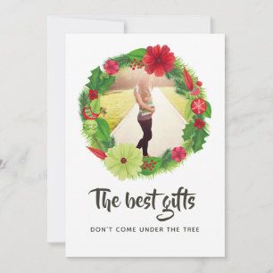 Faire-part Art populaire aquarelle floral Noël bébé attendu